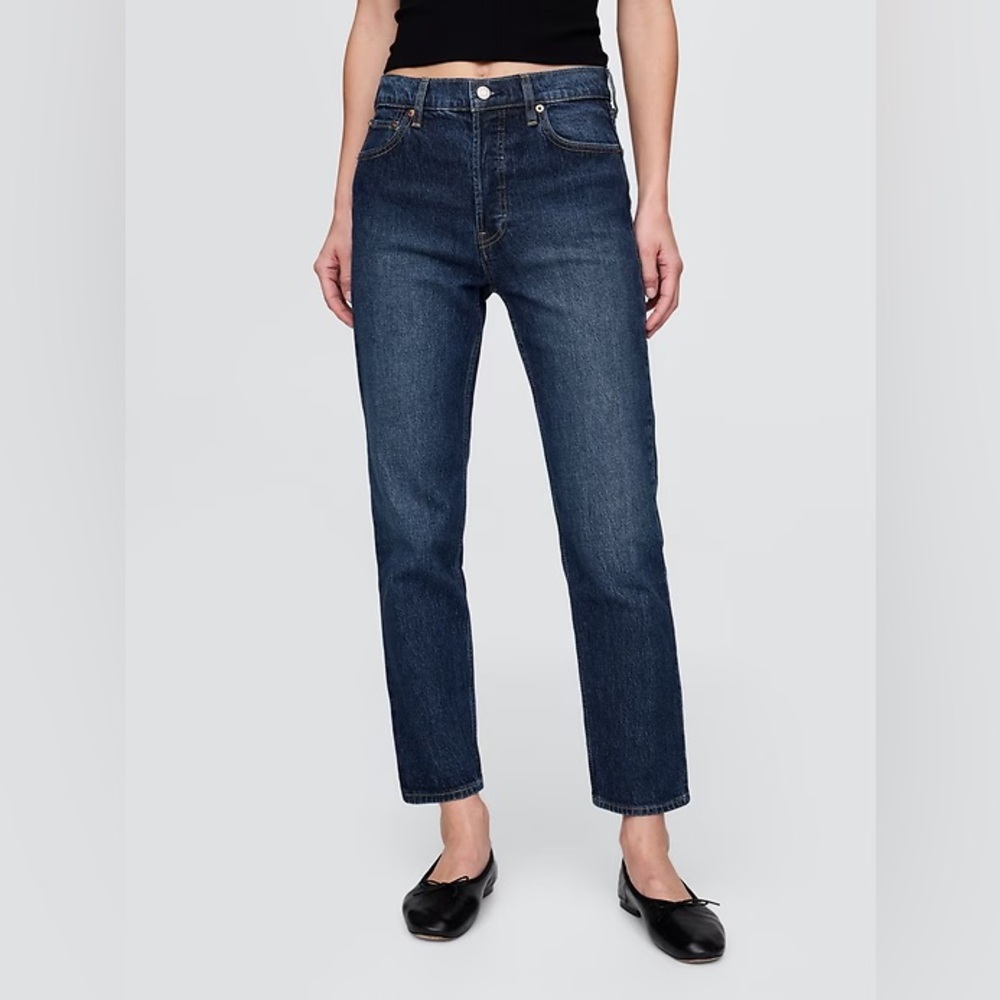 GAP High Rise Cheeky Straight Jeans in Dark Indigo
